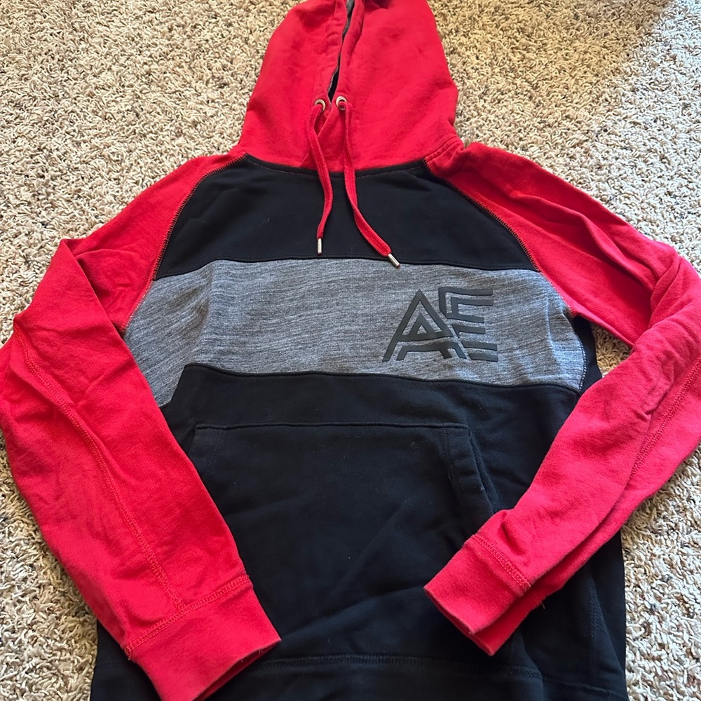 American Eagle Outfitters Red and Black Sweatshirt Hoodie